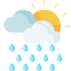 Nuageux, pluie faible