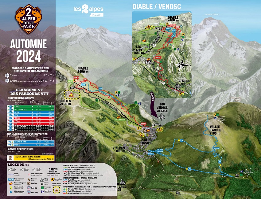 Plan des pistes VTT Toussaint | Les 2 Alpes